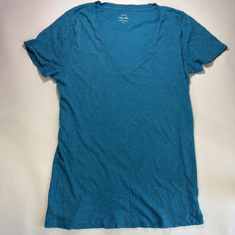 JCrew Women’s Turquoise V Neck Tissue Tee Size Medium